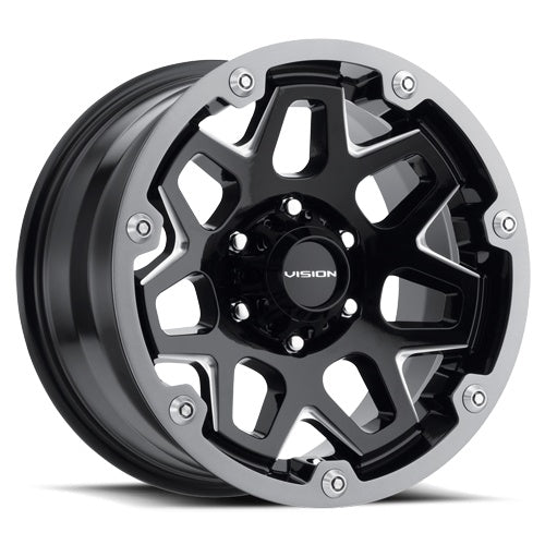 18x9 Vision 416 Se7En Black Milled Spoke 5x114.3 5x4.5 ET12 Wheel Rim