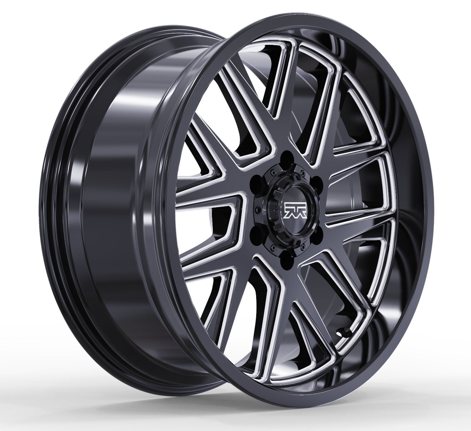 22x12 Mudder Trucker MT704 Asphalt Black Milled 6x139.7 6x5.5 ET-44 Wheel