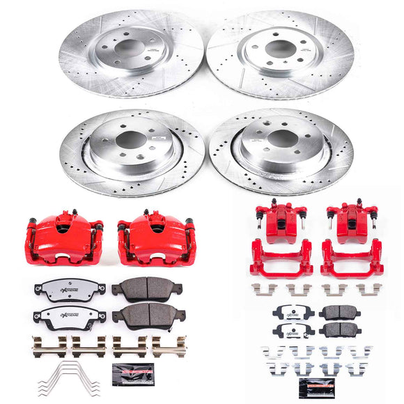 PowerStop Z26 Street Performance Ceramic Brake Pad, Drilled Slotted Rotor, and C