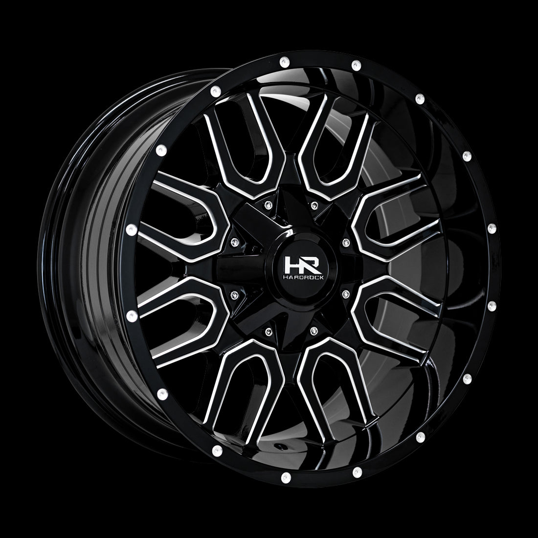 20x10 Hardrock Commander Gloss Black Milled 5x127/139.7 ET-19 wheel/rim