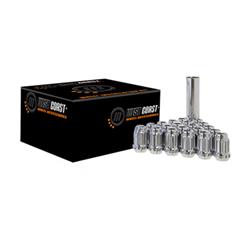 14X2.0 Open Bulge Acorn Spline Lug Nuts 0.85" 24 Piece Install Kit Chrome