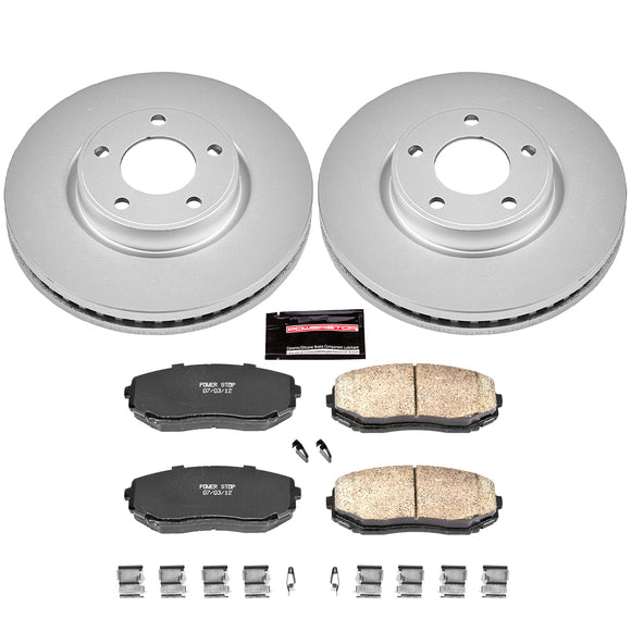 PowerStop Genuine Geomet Coated Rotor and Low-Dust Ceramic Brake Pad Kit