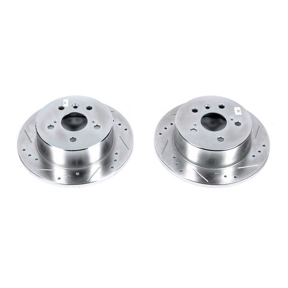 PowerStop Evolution Drilled Slotted Rotors Pair Rear For Toyota Camry