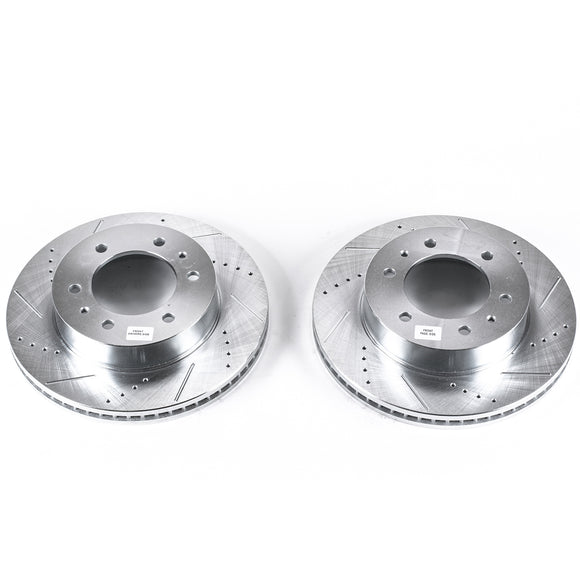 PowerStop Evolution Drilled Slotted Rotors Pair Front For Hummer H3