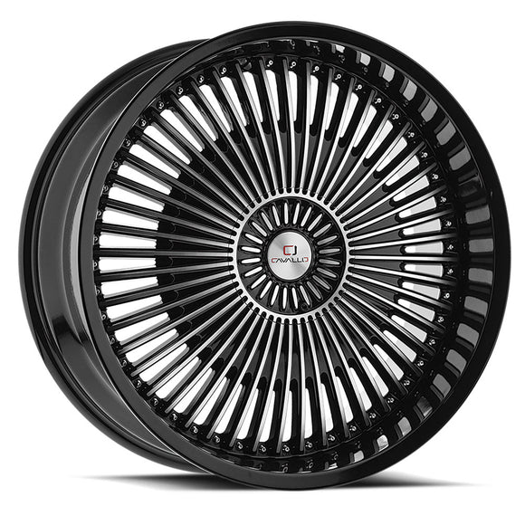20x8.5 Cavallo CLV-41 Gloss Black & Machined 5x112/114.3 ET35 wheel/rim