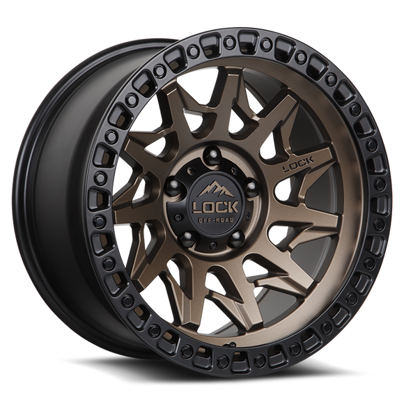 20x10 Lock Off-Road Lunatic Matte Bronze Black Ring 8x170 ET-18 Wheel Rim