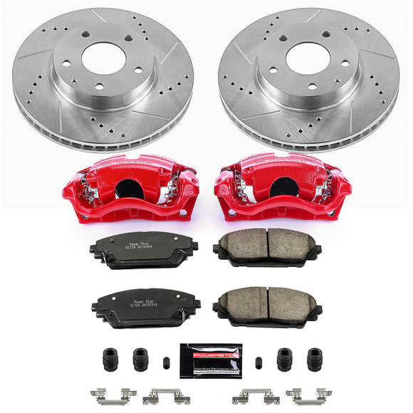 PowerStop Z23 Daily Driver Carbon-Fiber Ceramic Pads Drilled & Slotted Rotor & C