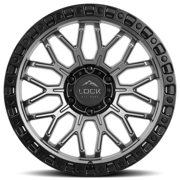 20x9 Lock Off-Road Combat Matte Grey W Matte Black Ring 5x127 ET0 Wheel