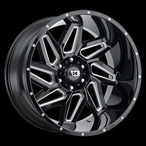 22x10 Vision 361 Spyder Black Milled Spoke 5x139.7 5x5.5 ET-19 Wheel Rim