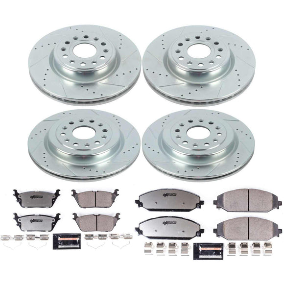 PowerStop Z36 Carbon-Fiber Ceramic Brake Pad with Drilled and Slotted Rotor Kit