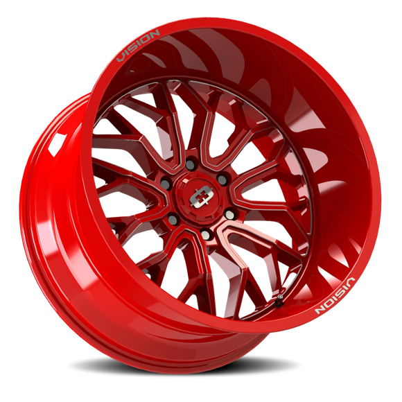 Vision 402 Riot Red Tint Milled Spoke 22X12 6x5.5 6x139.7 ET-51 Wheel/Rim