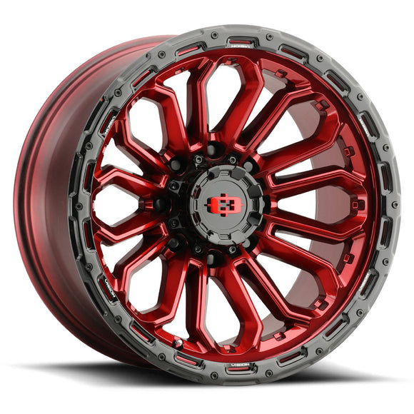 20x9 Vision 405 Korupt Gloss Red with Gloss Black Lip 8x170 ET-12 CB125.2