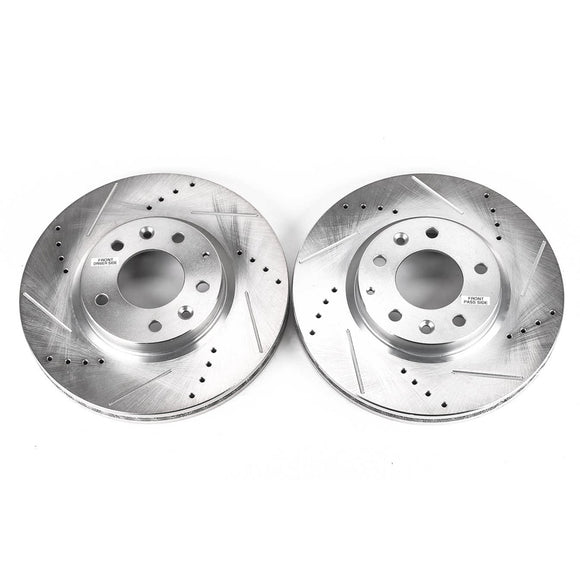 PowerStop Evolution Drilled Slotted Rotors Pair Front For Mazda CX-7