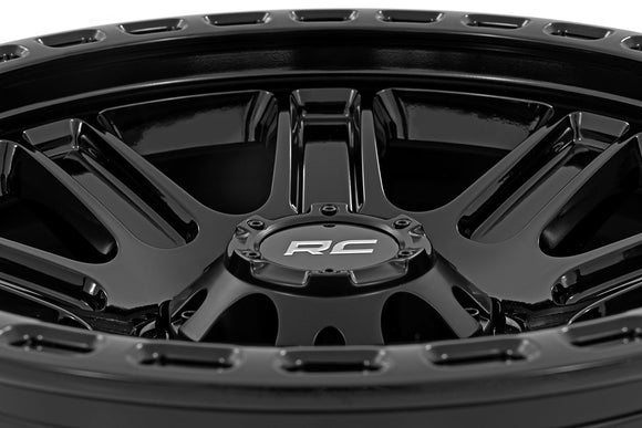 15x8 Rough Country 84 Series Gloss Black Wheel 5x4.5 ET-19 CB