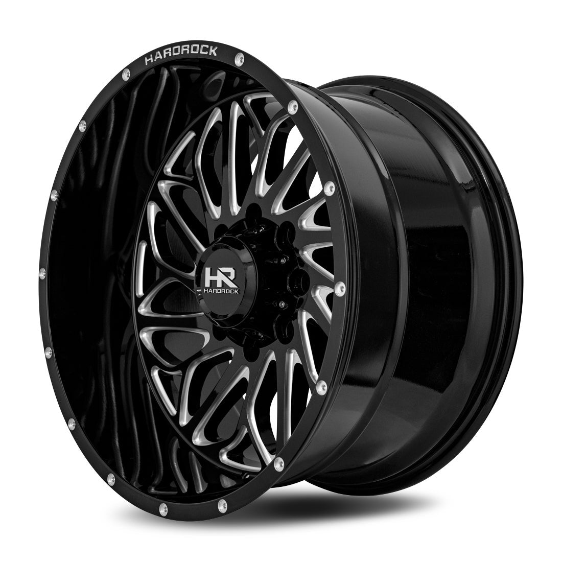 20x12 Hardrock BlackTop Xposed Gloss Black Milled 6x139.7 ET-44 wheel/rim