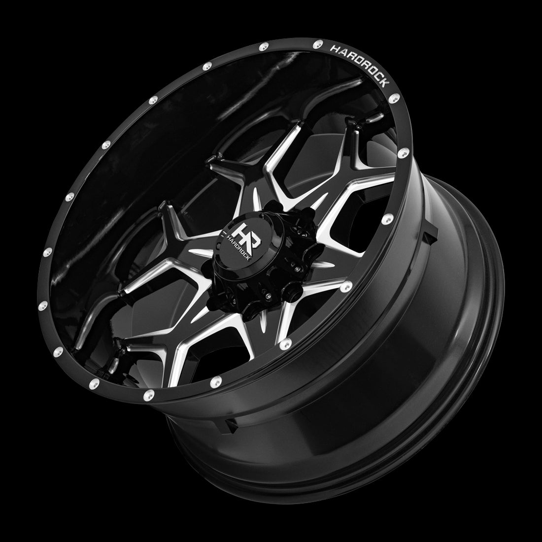 22x12 Hardrock Reckless Xposed Gloss Black Milled 6x135 ET-51 wheel/rim