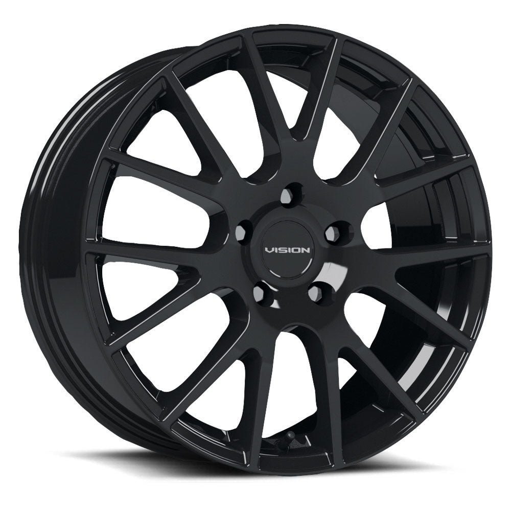 17x7.5 Vision 18 Hellion Gloss Black 5x114.3 5x4.5 ET40 Wheel Rim