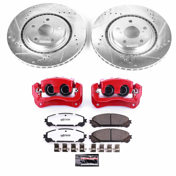 PowerStop Z36 Truck and SUV Ceramic Brake Pad, Drilled & Slotted Rotor, and Cali