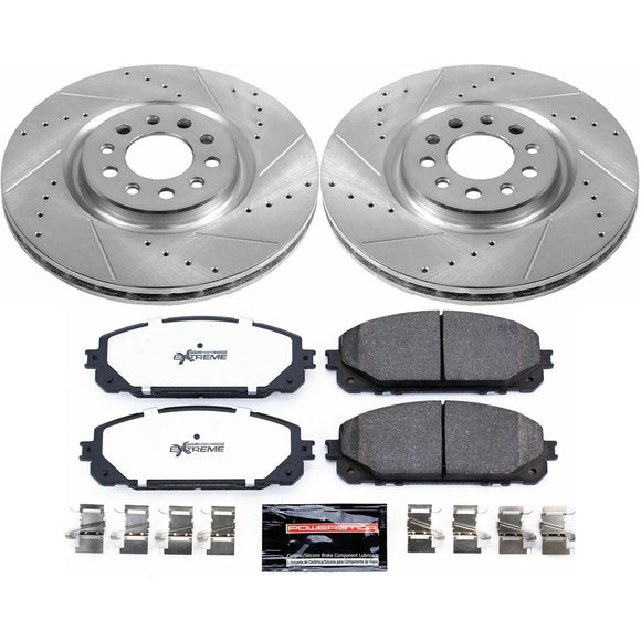 PowerStop Z36 Carbon-Fiber Ceramic Brake Pad with Drilled and Slotted Rotor Kit