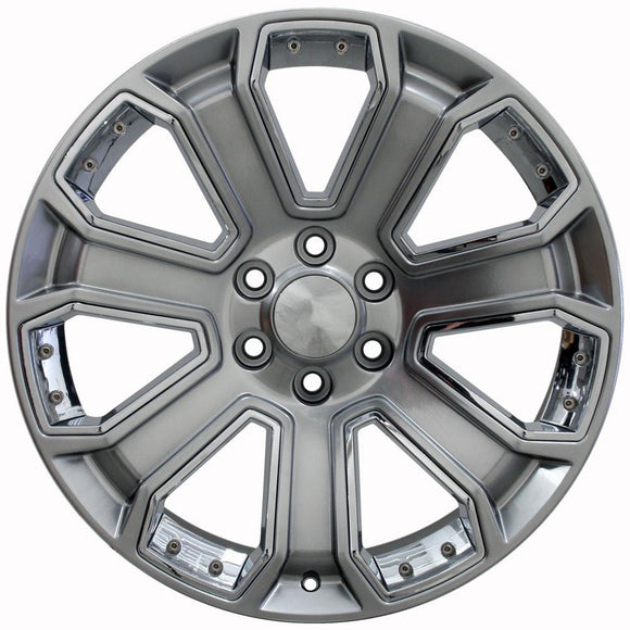 22" Replica CV93B fits Chevy Silverado 22x9 Hyper Black with Chrome Insert