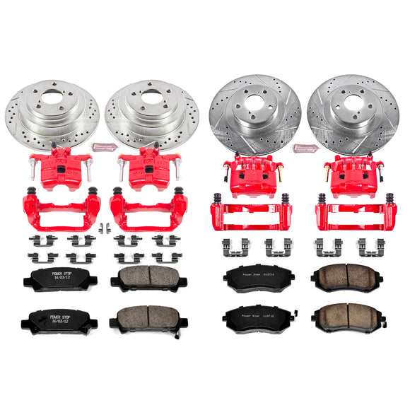 PowerStop Z23 Daily Driver Carbon-Fiber Ceramic Pads Drilled & Slotted Rotor & C