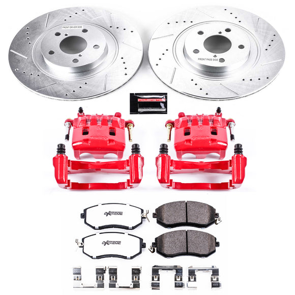 PowerStop Z26 Street Performance Ceramic Brake Pad, Drilled Slotted Rotor, and C