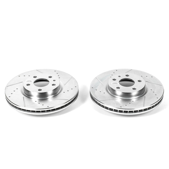 PowerStop Evolution Drilled Slotted Rotors Pair Front For Lincoln MKZ