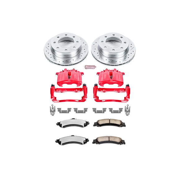 PowerStop Z36 Truck and SUV Ceramic Brake Pad, Drilled & Slotted Rotor, and Cali