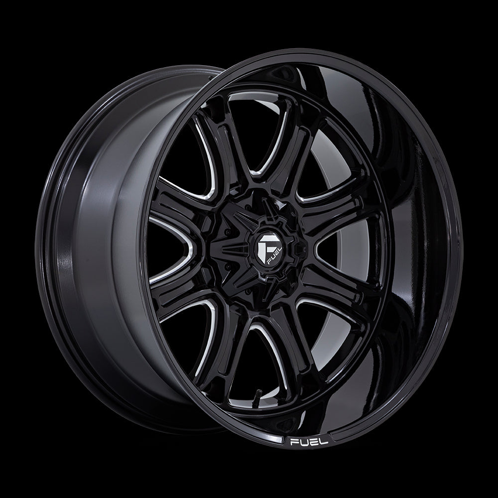 24X12 Fuel 1PC Darkstar Gloss Black Milled 8X170 ET-44 Wheel Rim