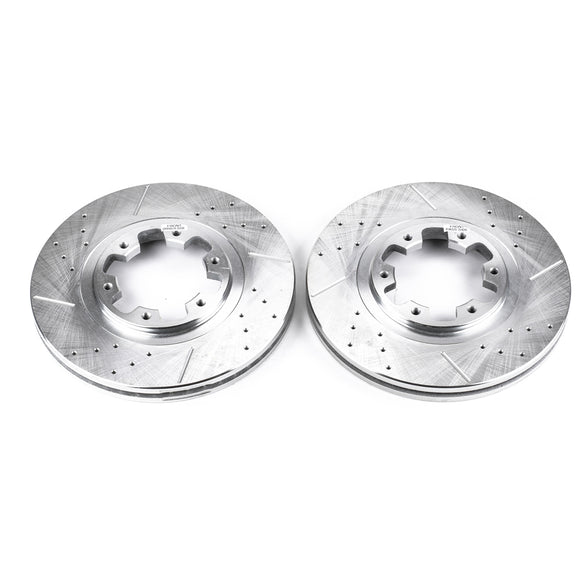 PowerStop Evolution Drilled Slotted Rotors Pair Front For INFINITI QX4