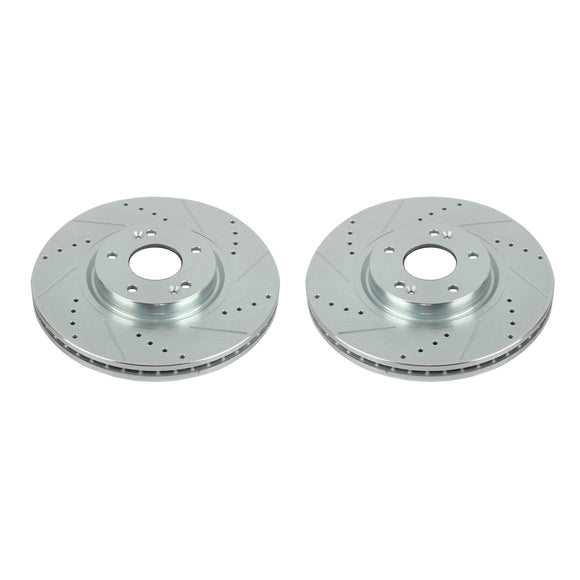 PowerStop Evolution Drilled Slotted Rotors Pair Front For Hyundai Veracruz