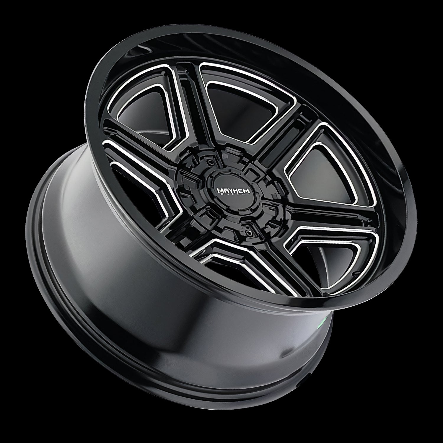 20x12 Mayhem 8117 Hermosa Black Milled 5x127 5x139.7 5x5 5x5.5 ET-44 Wheel