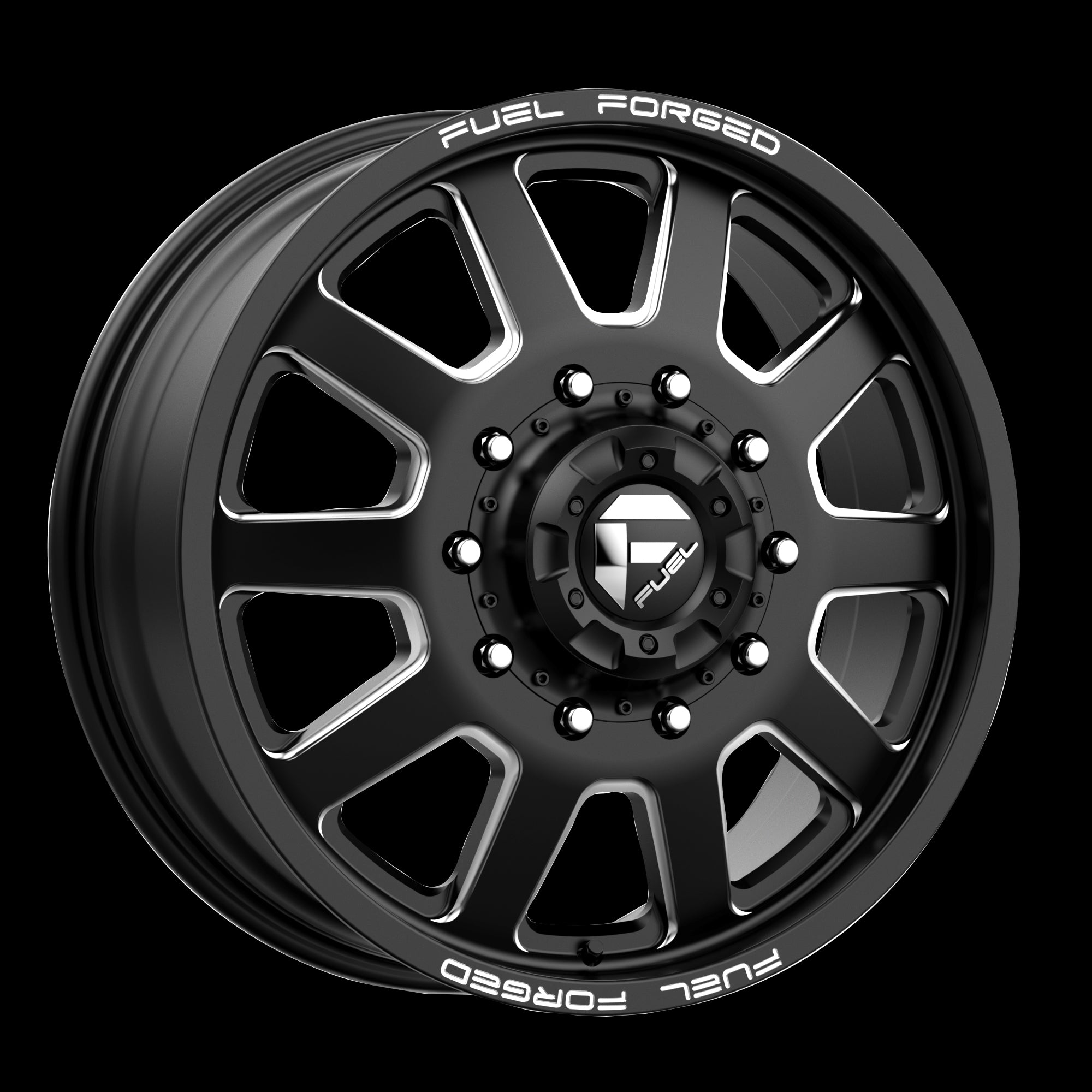 20X8.25 Fuel MONO DE09 FF09D Matte Black Milled 10X225 ET-202 wheel/rim