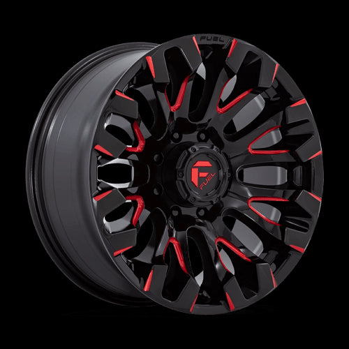 20X9 Fuel 1PC D829 Quake Gloss Black Milled Red Tint 8X180 ET1 Wheel Rim - 0