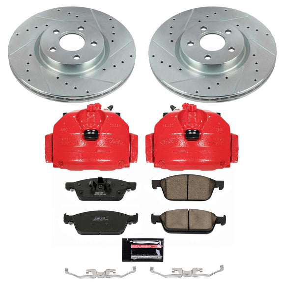 PowerStop Z23 Daily Driver Carbon-Fiber Ceramic Pads Drilled & Slotted Rotor & C