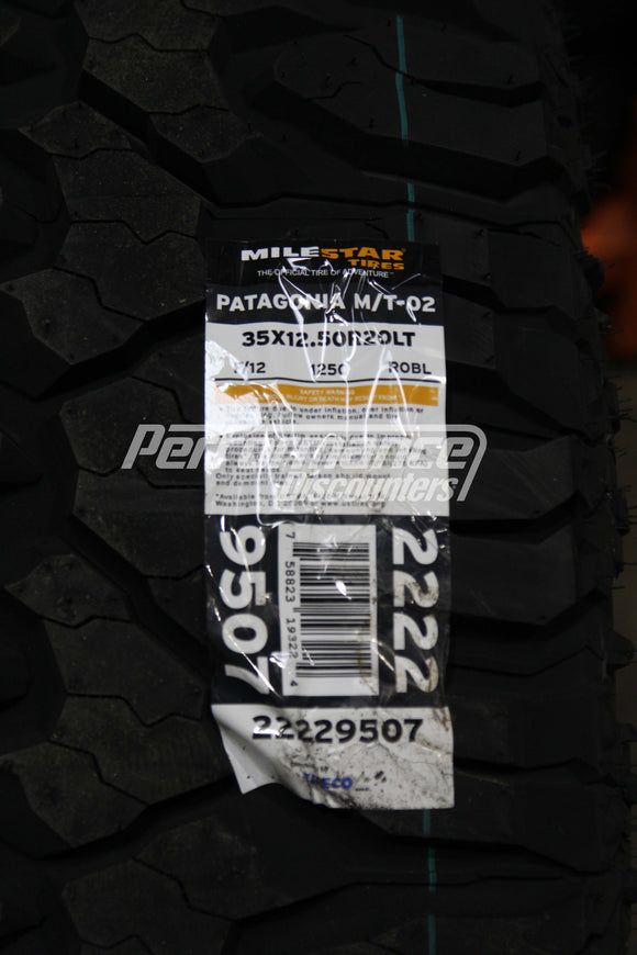 35X12.5R20 Milestar Patagonia MT 2 125Q BW F 35 20 12.5 351252