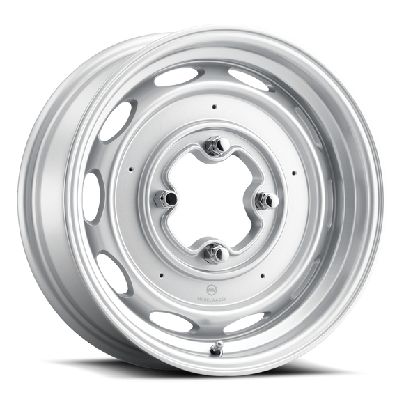 15x4.5 Mobelwagen 430S Interceptor Satin Silver 4x130 ET25 CB85.85 Wheel