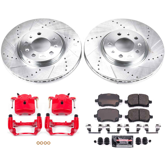 PowerStop Z23 Daily Driver Carbon-Fiber Ceramic Pads Drilled & Slotted Rotor & C