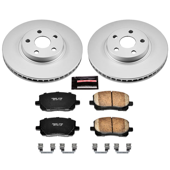 PowerStop Genuine Geomet Coated Rotor and Low-Dust Ceramic Brake Pad Kit
