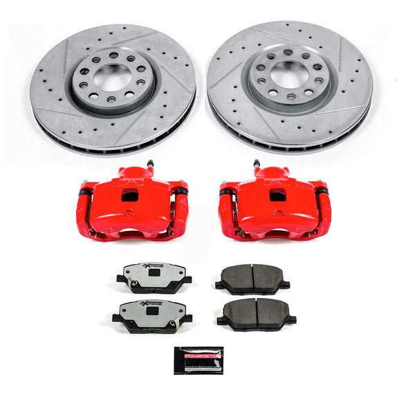 PowerStop Z36 Truck and SUV Ceramic Brake Pad, Drilled & Slotted Rotor, and Cali