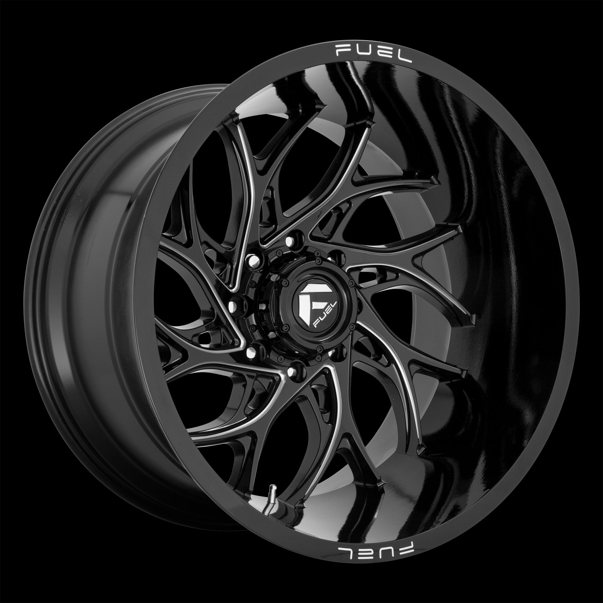 22X8.25 Fuel D741 Runner Gloss Black Milled 8X165.1 ET-265 wheel/rim