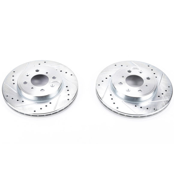 PowerStop Evolution Drilled Slotted Rotors Pair Front For Honda Fit