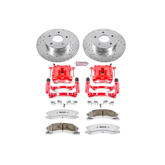 PowerStop Z26 Street Performance Ceramic Brake Pad, Drilled Slotted Rotor, and C