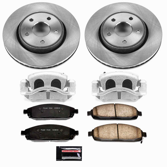 PowerStop OE Stock Replacement Low-Dust Ceramic Brake Pad, Rotor and Caliper Kit