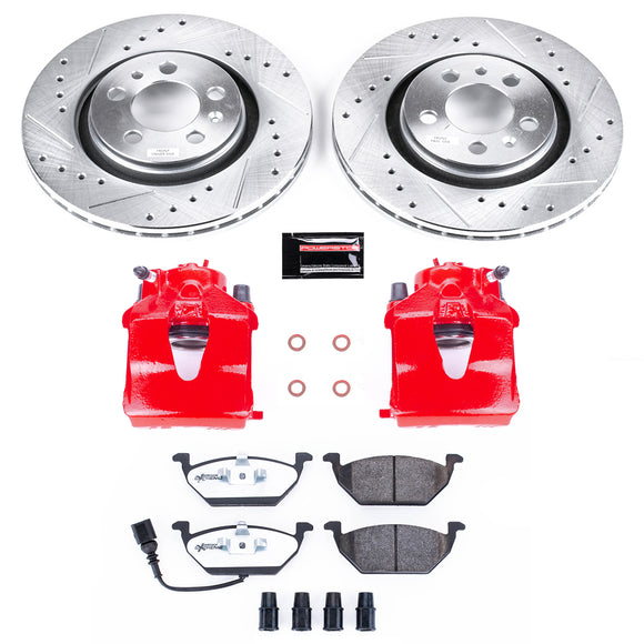 PowerStop Z26 Street Performance Ceramic Brake Pad, Drilled Slotted Rotor, and C