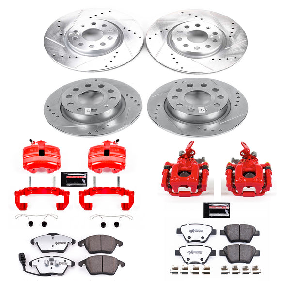 PowerStop Z26 Street Performance Ceramic Brake Pad, Drilled Slotted Rotor, and C