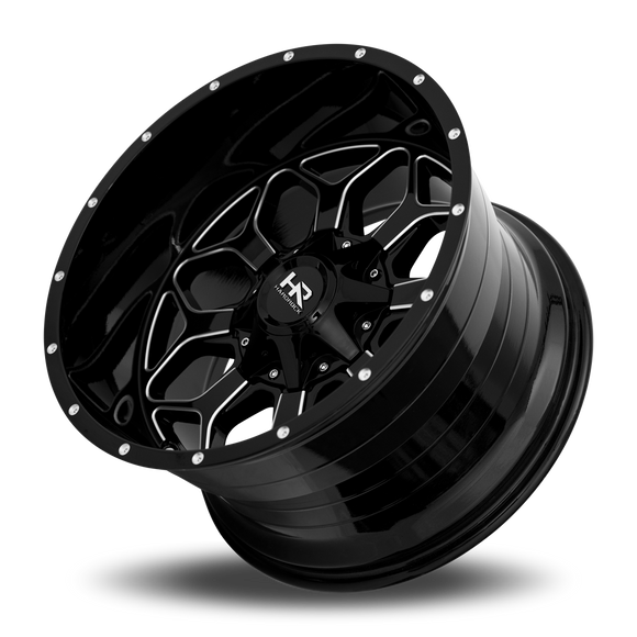 22x10 Hardrock Indestructible Gloss Black Milled 8x170 ET-25 wheel/rim