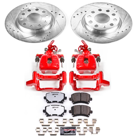 PowerStop Z26 Street Performance Ceramic Brake Pad, Drilled Slotted Rotor, and C