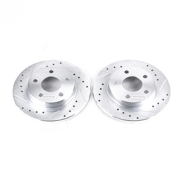 PowerStop Evolution Drilled Slotted Rotors Pair Rear For Ford Taurus