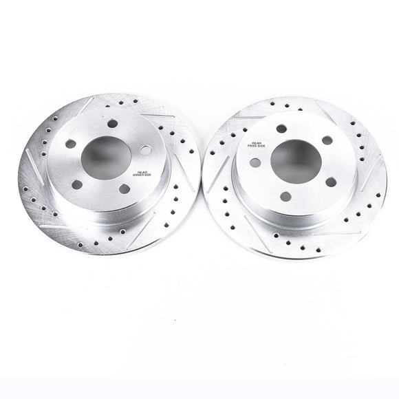 PowerStop Evolution Drilled Slotted Rotors Pair Rear For Ford Mustang